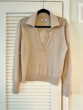 525 America Cream 100% Cashmere Polo Pullover M